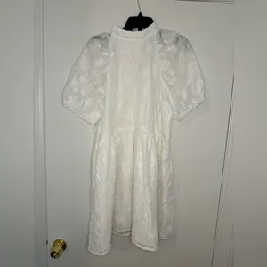 NWT H&M White Jacquard-Weave Dress Size Large thumbnail 4