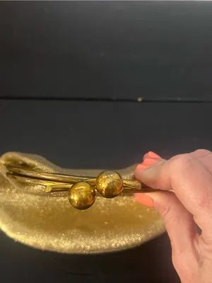 Vintage Gold Lame Kiss Lock Evening Clutch Purse Metallic Formal Wedding Handbag thumbnail 3