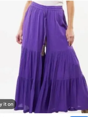 Aratta Wide-Leg Tiered‎ Pants in Vibrant Purple medium nwt thumbnail 1