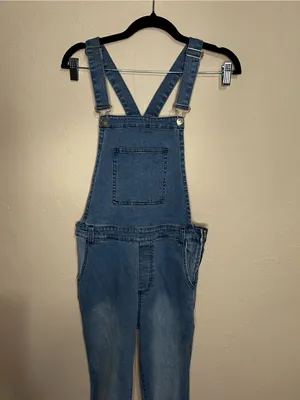 Pink Lily Flare Bell Bottoms Raw‎ Hem Boho Overalls thumbnail 3