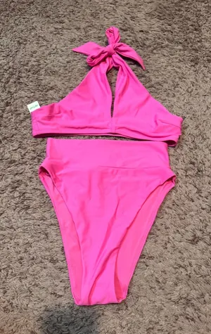 Aerie‎ Pink Halter High Waisted Bikini Set XS NWT Two Piece Swimsuit thumbnail 1