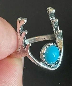 Turquoise stone antler ring size 5.5 thumbnail 6
