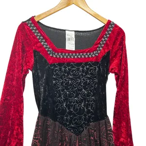 Gothic Medieval Renaissance Dress One Size Red Black Velvet Fantasy Costume Gown thumbnail 3