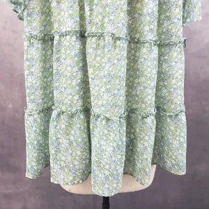 Floral Tiered Ruffle Top Women Medium Crochet Cottage Soft Girl‎ Fairy Prairie thumbnail 9