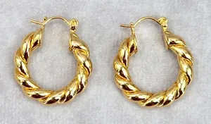 Gold Thick Spiral Hoop‎ Hook Dangle Fashion Jewelry Earrings JB2-92 thumbnail 1
