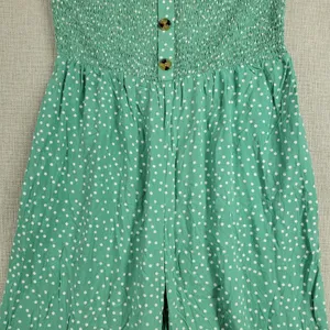 Angashion Womens Jumpsuit Large Green Polka Ruffles Strapless Smocked Wide Leg thumbnail 9