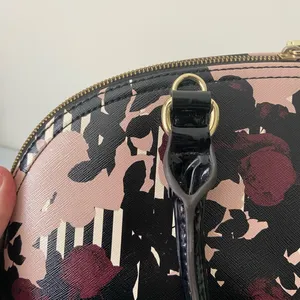 Anne Klein‎ women’s floral pink burgundy black gold hardware shoulder purse zip thumbnail 9
