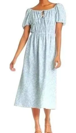 Who What Wear Milkmaid Dress Women XXL Blue Floral Boho Romantic Coastal Prairie thumbnail 1