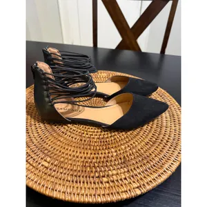 Rampage Pretty Black Pointed Toe Strappy Ankle Cage d'Orsay Flats Size 8.5 M thumbnail 2