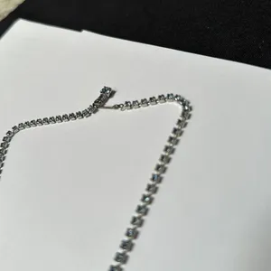 Blue Prong Set Rhinestone Silver Tone Choker Necklace thumbnail 9
