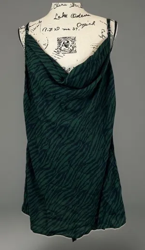Nasty Gal Green Zebra Print Cowl Neck Slip Dress UK 16 US 12 Holiday Dress‎ thumbnail 1