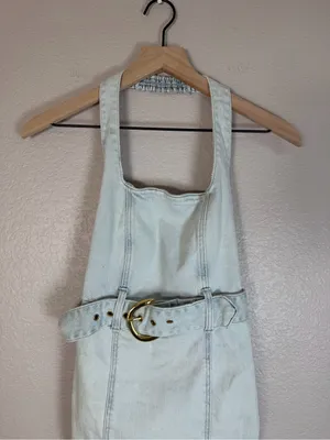 Show Me Your Mumu x Revolve Duncan Halter Belted Denim Mini Dress XS $164 thumbnail 8