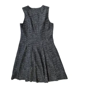 Ann Taylor Zigzag Textured Knit Front Zip Dress Womens 6 Fit & Flare Black White thumbnail 10
