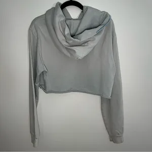 Madhappy cropped blue grey sweatshirt hoodie Raw hem Stiching medium thumbnail 8