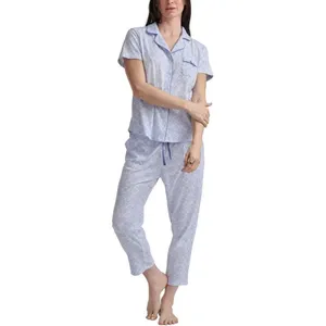NWT Karen Neuburger Women's Notch Collar 2-piece PJ Set Blue M thumbnail 2