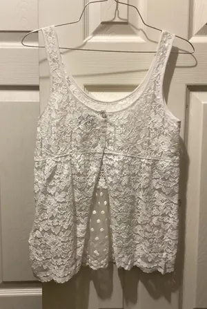 Abercrombie & Fitch White Lace Sleeveless Overlay thumbnail 1