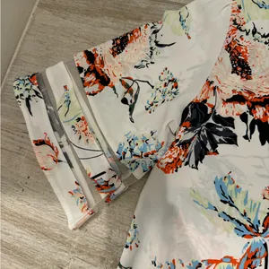 Floral White 3/4 Sleeve Mini Dress Size S thumbnail 5