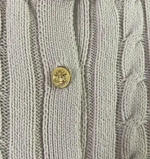 Adrienne Vittadini Cream and Gold Ribbed Cardigan Sweater thumbnail 4