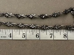 Jewelry Floral Garnet-Tone Crystal Necklace in Dark Silver Finish thumbnail 3