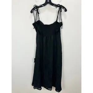 Lulus Loveliest Looks Black Floral Jacquard Tie-Strap Midi Dress Large NWT thumbnail 8