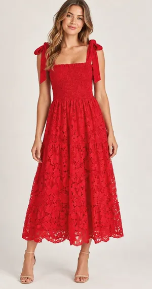 Hill House Home Collector’s Edition Ribbon Ellie Nap Dress Red Lace S thumbnail 1