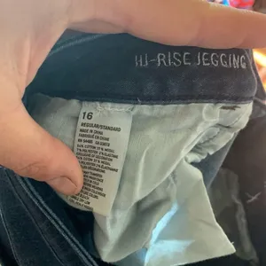 American Eagle dark wash 16 mom hi-rise normcore jeggings thumbnail 2