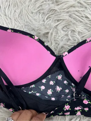 Victoria's Secret Pink Two Piece Bra Bundle Size Medium Floral Velvet thumbnail 5
