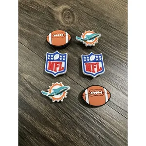 Miami Dolphins Football Team Charm For Crocs Shoe Charms - 6 Pieces thumbnail 2