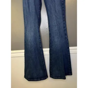 We The Free Jeans Women 29 Medium Blue High Rise Flare Paperbag Stretch Denim thumbnail 3