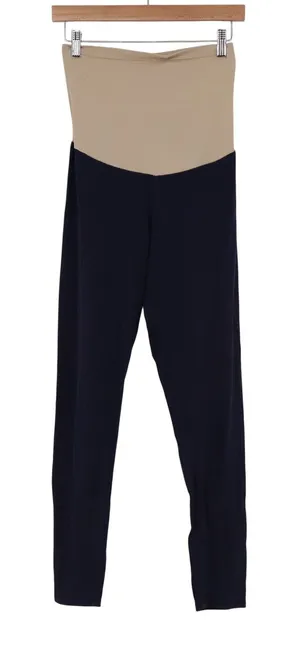 Motherhood Maternity Navy Blue Over the Belly Leggings Size Medium Full Panel thumbnail 1