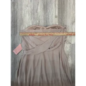 Birdy Grey Kira Chiffon Taupe Convertible One Shoulder Maxi‎ Dress Size Medium thumbnail 6