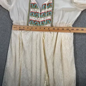 Flying Tomato Mini Dress Sheer Lace Womens Small Boho Tassel Peasant Embroidered thumbnail 6