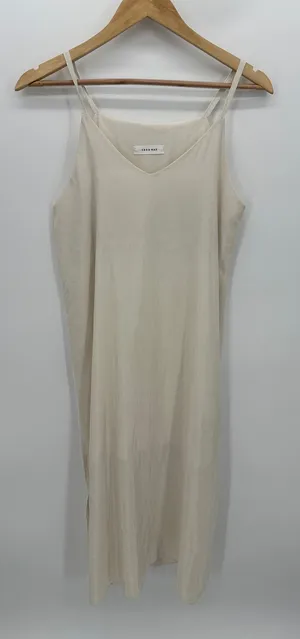 Tree Way Slip‎ Dress Cream Tank Maxi Slit Lightweight Made in Korea Women Medium thumbnail 1