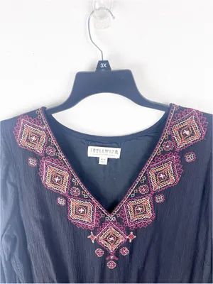 IDYLLWIND Hurst Black Embroidered Mini Dress Size Medium Western Festival Chic thumbnail 8