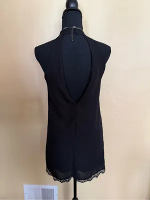 Lulus Black Lace Trim Mini Dress With Halter Neck and Low Back XS Formal Dance thumbnail 4