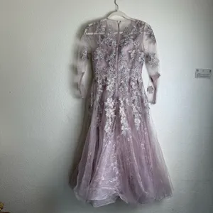 MAC DUGGAL Lace Tulle A Line Midi Dress thumbnail 11