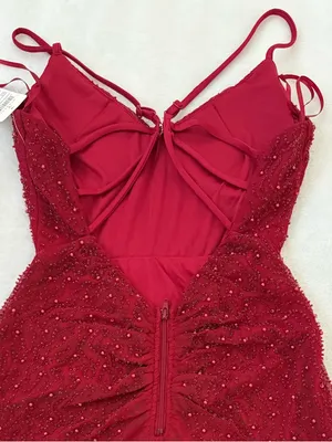 Windsor Red Beaded Mini Dress NWT Backless Strappy Bodycon Size Small thumbnail 8