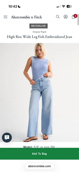Abercrombie High Rise Wide Leg Fish Embroidered Jean thumbnail 3