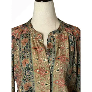 Paani Mini Dress Women Small‎ Tan Gold Metallic NWT Boho Floral Tassel Festival thumbnail 4