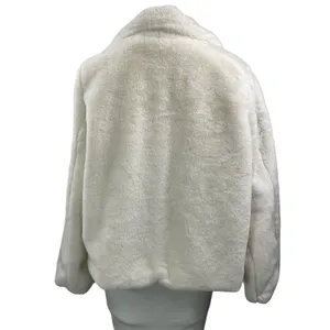 JouJou Women's White Long Sleeves Faux Fur Snap Button Fleece Coat Jacket Sz XL thumbnail 3
