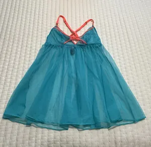Victoria’s Secret Sheer Blue Coral Neon Lace Mesh Babydoll Lingerie Sz S Small thumbnail 1