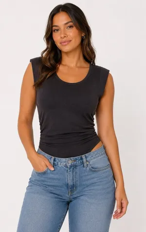 Altar'd State Medium Brown Bodysuit Short Sleeve Fitted Stretch thumbnail 1
