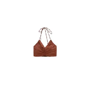 ZARA BEADED EMBROIDERED CROP TOP Brown Size Small NWT thumbnail 2