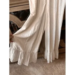 LoveShackFancy Eyelet Cotton Wide Leg Jumpsuit Womens White Size‎ 4 thumbnail 9