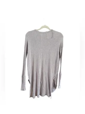 Free People Light Heather Gray Waffle Knit Scoop Neck Tunic Top thumbnail 8