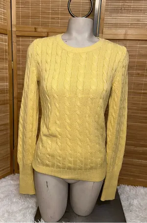 GAP Women's Yellow Cable Knit Crewneck long sleeve Sweater woman’s small thumbnail 1