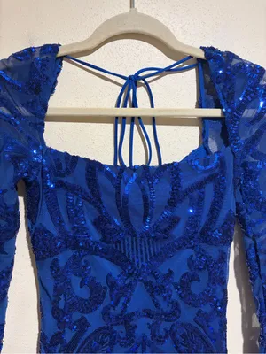 Lucy in the Sky Sequin Square Neck Bodycon Homecoming Dress Royal Blue Small thumbnail 7