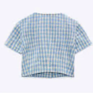 Zara Blue & White Gingham Crop Top Size Small thumbnail 4