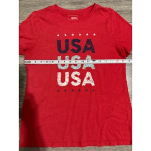 Sonoma Cotton Blend Womens USA Graphic T-Shirt Size S Red Short Sleeve Patriotic thumbnail 5