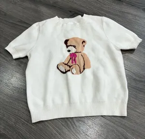 White Teddy Graphic Short-Sleeve Sweater Top thumbnail 1